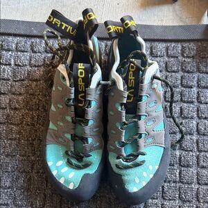 La Sportiva Turquoise and Gray Climbing Shoes